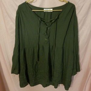 Green lace up top